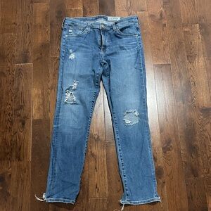 Ag Adriano Goldschmied Light Blue Distressed Denim